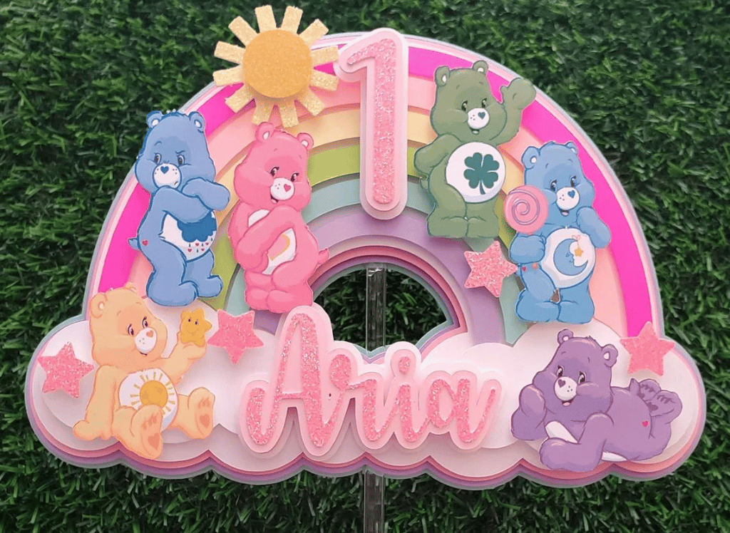 Care Bear Inspired Cake Topper, Rainbow Cake Topper, Custom Cake Topper, Care  Bear Party Decorations, 