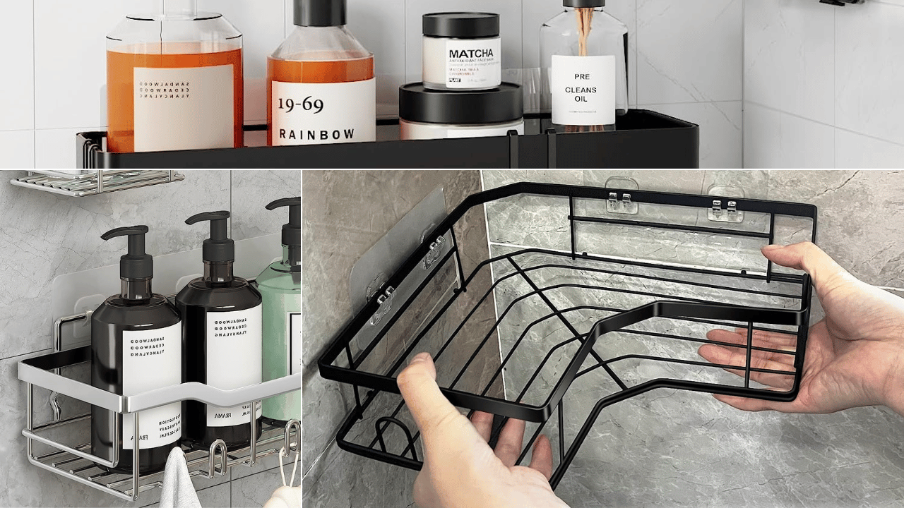 Coraje Shower Caddy, Shower Shelves [5-Pack], Adhesive Shower Organizer No  Drilling, Large Capacity, Rustproof Stainless Steel Bathroom Shower Shelf