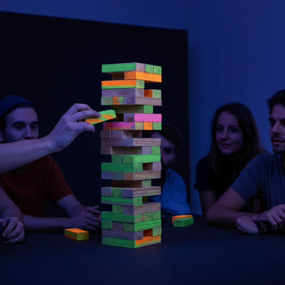 Dark Jenga blacklight party games