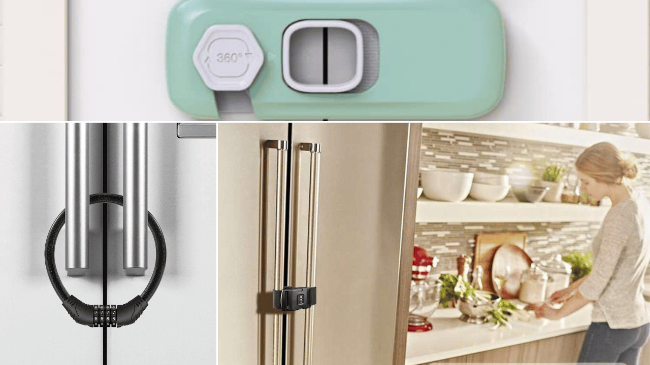 Jola's House 2 Pack Refrigerator Door Locks Double Button Adhesive Fridge Lock with Keys, File Drawer Lock, Child Proof Freezer Door Lock and Child Baby Safety