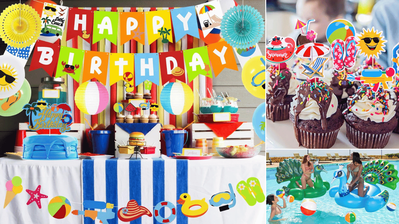 🌊Make Waves with 4 Pool Party Birthday Decorations🎉