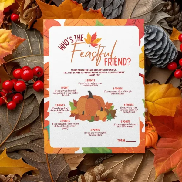 🦃 Who’s the Feastful Friend? – Printable Thanksgiving Party Game